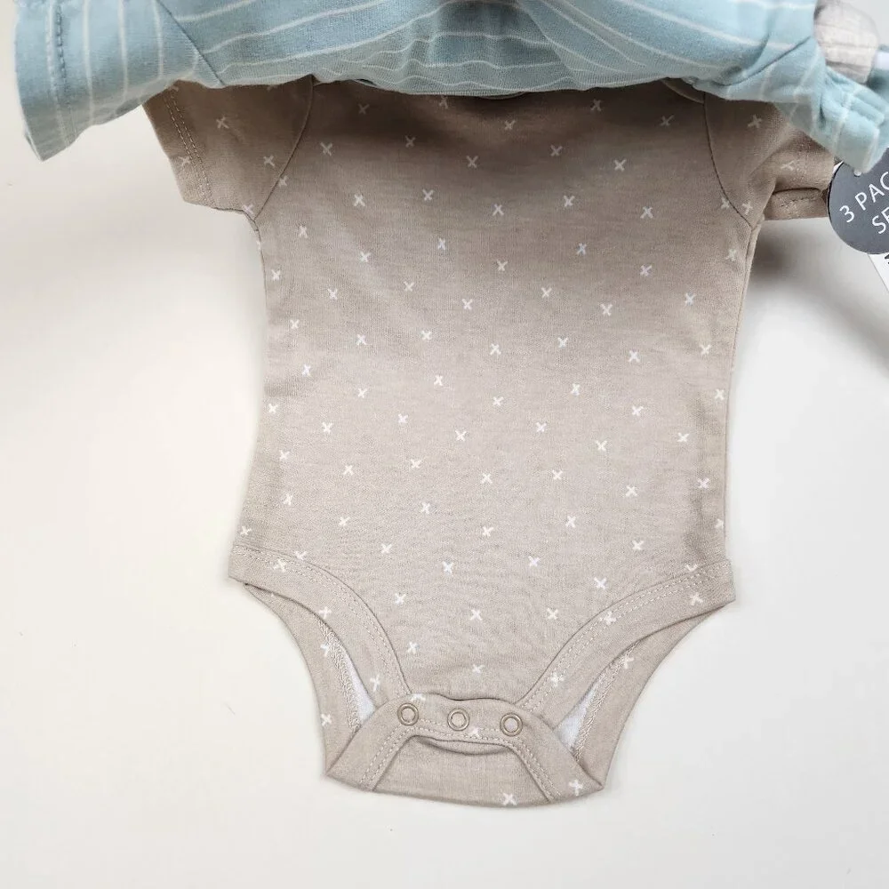NWT Nicole Miller 3 Pack Short Sleeve Onesie Bodysuit Creepers sz 0-3 months